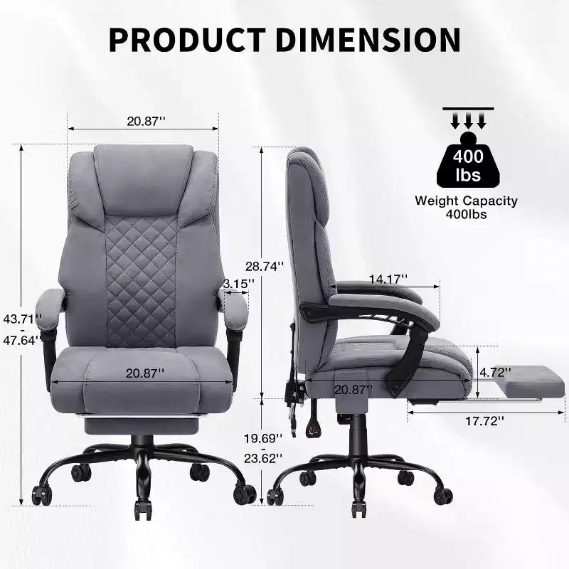 HOFFREE Sedia da Ufficio Ergonomica con Massaggio a 6 Punti e Reclinabile, Regolabile, in Similpelle, Supporta 180 kg, Perfetta per l'Ufficio Domestico
