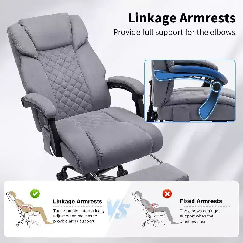 HOFFREE Sedia da Ufficio Ergonomica con Massaggio a 6 Punti e Reclinabile, Regolabile, in Similpelle, Supporta 180 kg, Perfetta per l'Ufficio Domestico