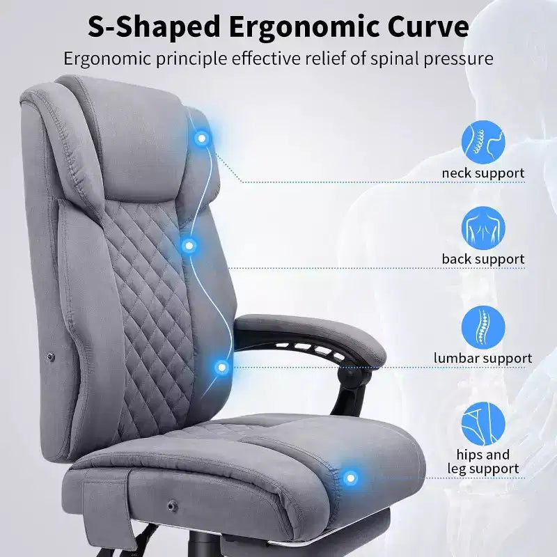HOFFREE Sedia da Ufficio Ergonomica con Massaggio a 6 Punti e Reclinabile, Regolabile, in Similpelle, Supporta 180 kg, Perfetta per l'Ufficio Domestico