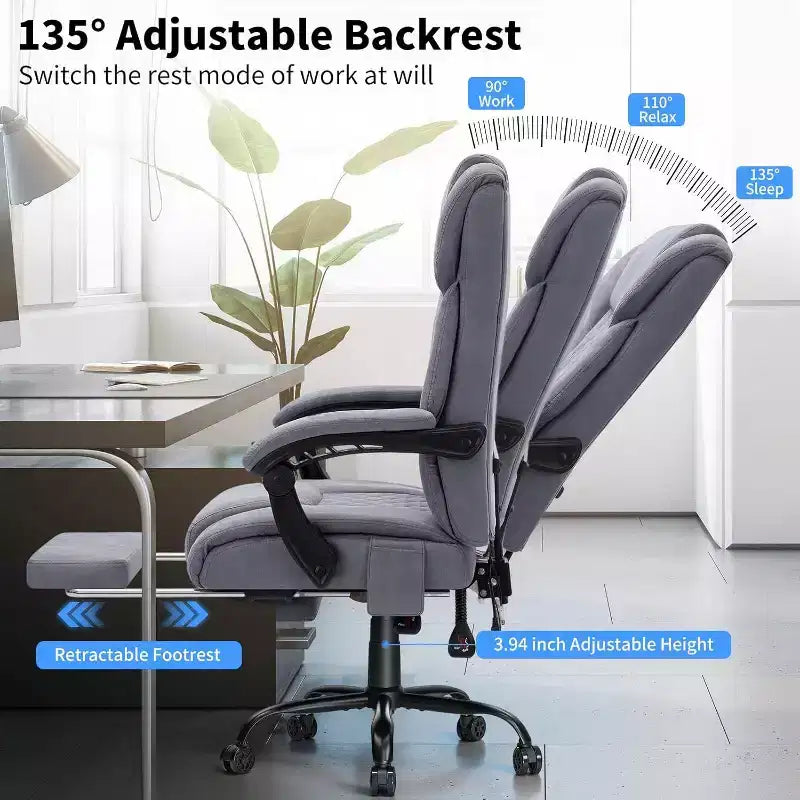 HOFFREE Sedia da Ufficio Ergonomica con Massaggio a 6 Punti e Reclinabile, Regolabile, in Similpelle, Supporta 180 kg, Perfetta per l'Ufficio Domestico