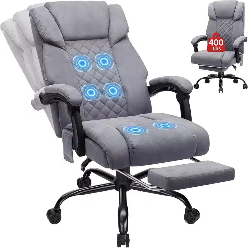 HOFFREE Sedia da Ufficio Ergonomica con Massaggio a 6 Punti e Reclinabile, Regolabile, in Similpelle, Supporta 180 kg, Perfetta per l'Ufficio Domestico