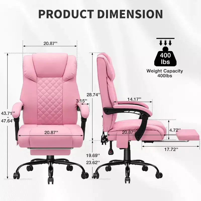 HOFFREE Sedia da Ufficio Ergonomica con Massaggio a 6 Punti e Reclinabile, Regolabile, in Similpelle, Supporta 180 kg, Perfetta per l'Ufficio Domestico