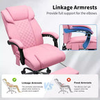 HOFFREE Sedia da Ufficio Ergonomica con Massaggio a 6 Punti e Reclinabile, Regolabile, in Similpelle, Supporta 180 kg, Perfetta per l'Ufficio Domestico