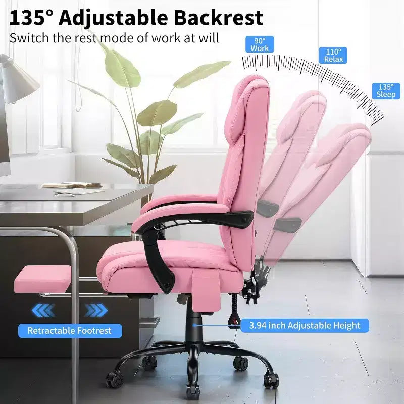 HOFFREE Sedia da Ufficio Ergonomica con Massaggio a 6 Punti e Reclinabile, Regolabile, in Similpelle, Supporta 180 kg, Perfetta per l'Ufficio Domestico