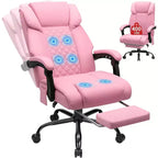 HOFFREE Sedia da Ufficio Ergonomica con Massaggio a 6 Punti e Reclinabile, Regolabile, in Similpelle, Supporta 180 kg, Perfetta per l'Ufficio Domestico