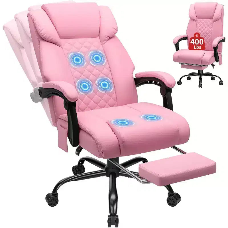 HOFFREE Sedia da Ufficio Ergonomica con Massaggio a 6 Punti e Reclinabile, Regolabile, in Similpelle, Supporta 180 kg, Perfetta per l'Ufficio Domestico