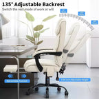 HOFFREE Sedia da Ufficio Ergonomica con Massaggio a 6 Punti e Reclinabile, Regolabile, in Similpelle, Supporta 180 kg, Perfetta per l'Ufficio Domestico