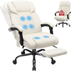 HOFFREE Sedia da Ufficio Ergonomica con Massaggio a 6 Punti e Reclinabile, Regolabile, in Similpelle, Supporta 180 kg, Perfetta per l'Ufficio Domestico