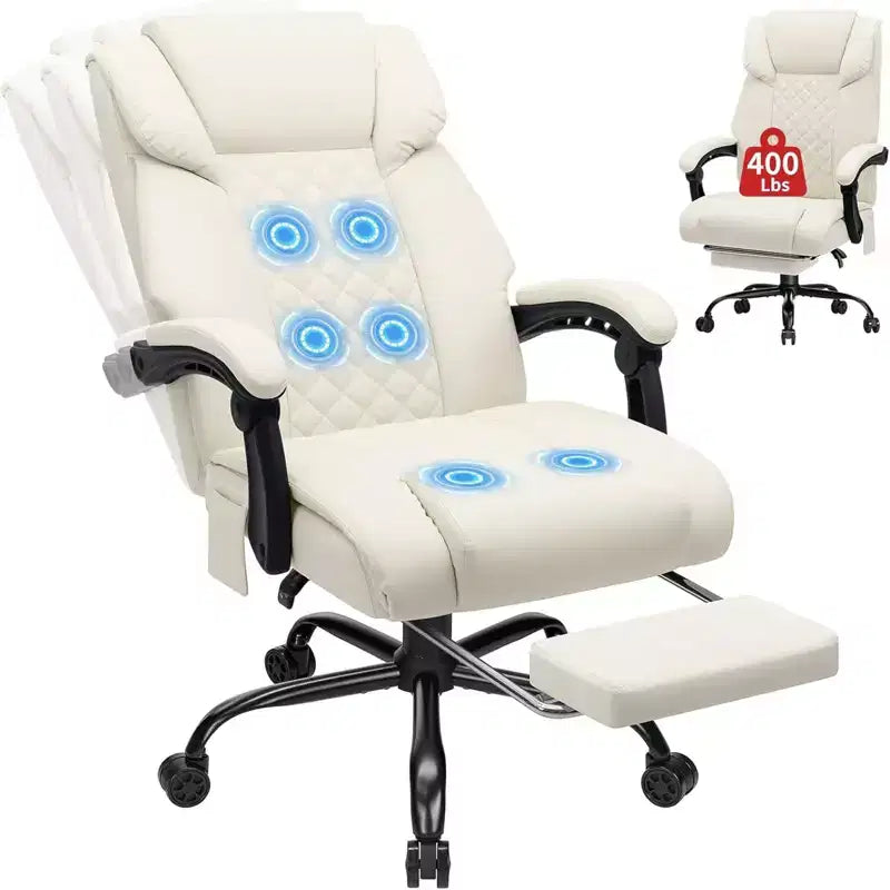 HOFFREE Sedia da Ufficio Ergonomica con Massaggio a 6 Punti e Reclinabile, Regolabile, in Similpelle, Supporta 180 kg, Perfetta per l'Ufficio Domestico