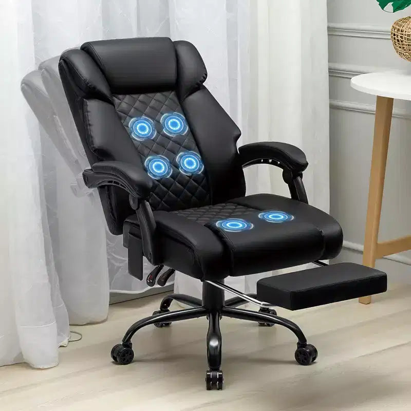 HOFFREE Sedia da Ufficio Ergonomica con Massaggio a 6 Punti e Reclinabile, Regolabile, in Similpelle, Supporta 180 kg, Perfetta per l'Ufficio Domestico