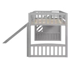 Bellemave Letto a soppalco singolo con scivolo, struttura in legno con scalini contenitore e ringhiere di sicurezza, ideale per le camere da letto.