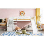Bellemave Letto a soppalco singolo con scivolo, struttura in legno con scalini contenitore e ringhiere di sicurezza, ideale per le camere da letto.