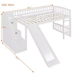 Bellemave Letto a soppalco singolo con scivolo, struttura in legno con scalini contenitore e ringhiere di sicurezza, ideale per le camere da letto.
