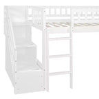 Bellemave Letto a soppalco singolo con scivolo, struttura in legno con scalini contenitore e ringhiere di sicurezza, ideale per le camere da letto.