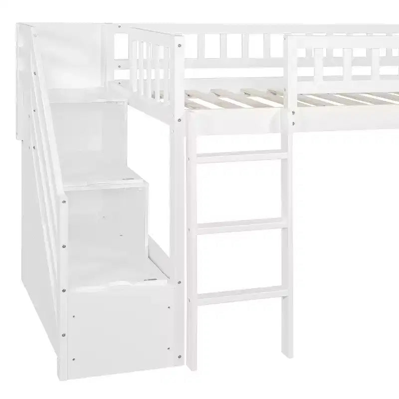 Bellemave Letto a soppalco singolo con scivolo, struttura in legno con scalini contenitore e ringhiere di sicurezza, ideale per le camere da letto.