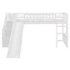 Bellemave Letto a soppalco singolo con scivolo, struttura in legno con scalini contenitore e ringhiere di sicurezza, ideale per le camere da letto.