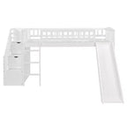 Bellemave Letto a soppalco singolo con scivolo, struttura in legno con scalini contenitore e ringhiere di sicurezza, ideale per le camere da letto.