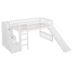 Bellemave Letto a soppalco singolo con scivolo, struttura in legno con scalini contenitore e ringhiere di sicurezza, ideale per le camere da letto.