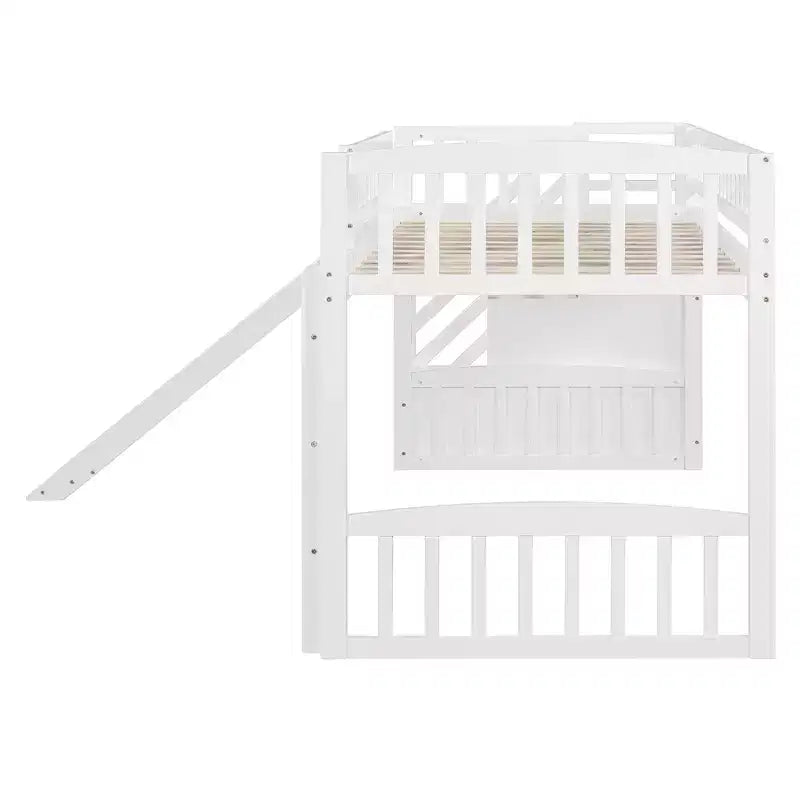 Bellemave Letto a soppalco singolo con scivolo, struttura in legno con scalini contenitore e ringhiere di sicurezza, ideale per le camere da letto.