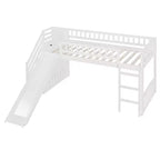 Bellemave Letto a soppalco singolo con scivolo, struttura in legno con scalini contenitore e ringhiere di sicurezza, ideale per le camere da letto.