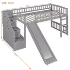 Bellemave Letto a soppalco singolo con scivolo, struttura in legno con scalini contenitore e ringhiere di sicurezza, ideale per le camere da letto.