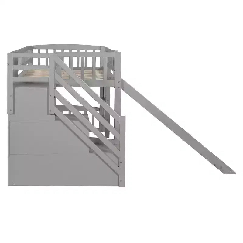 Bellemave Letto a soppalco singolo con scivolo, struttura in legno con scalini contenitore e ringhiere di sicurezza, ideale per le camere da letto.