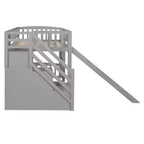 Bellemave Letto a soppalco singolo con scivolo, struttura in legno con scalini contenitore e ringhiere di sicurezza, ideale per le camere da letto.