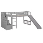 Bellemave Letto a soppalco singolo con scivolo, struttura in legno con scalini contenitore e ringhiere di sicurezza, ideale per le camere da letto.