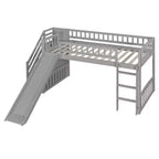 Bellemave Letto a soppalco singolo con scivolo, struttura in legno con scalini contenitore e ringhiere di sicurezza, ideale per le camere da letto.