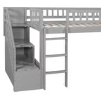 Bellemave Letto a soppalco singolo con scivolo, struttura in legno con scalini contenitore e ringhiere di sicurezza, ideale per le camere da letto.