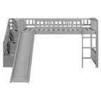 Bellemave Letto a soppalco singolo con scivolo, struttura in legno con scalini contenitore e ringhiere di sicurezza, ideale per le camere da letto.