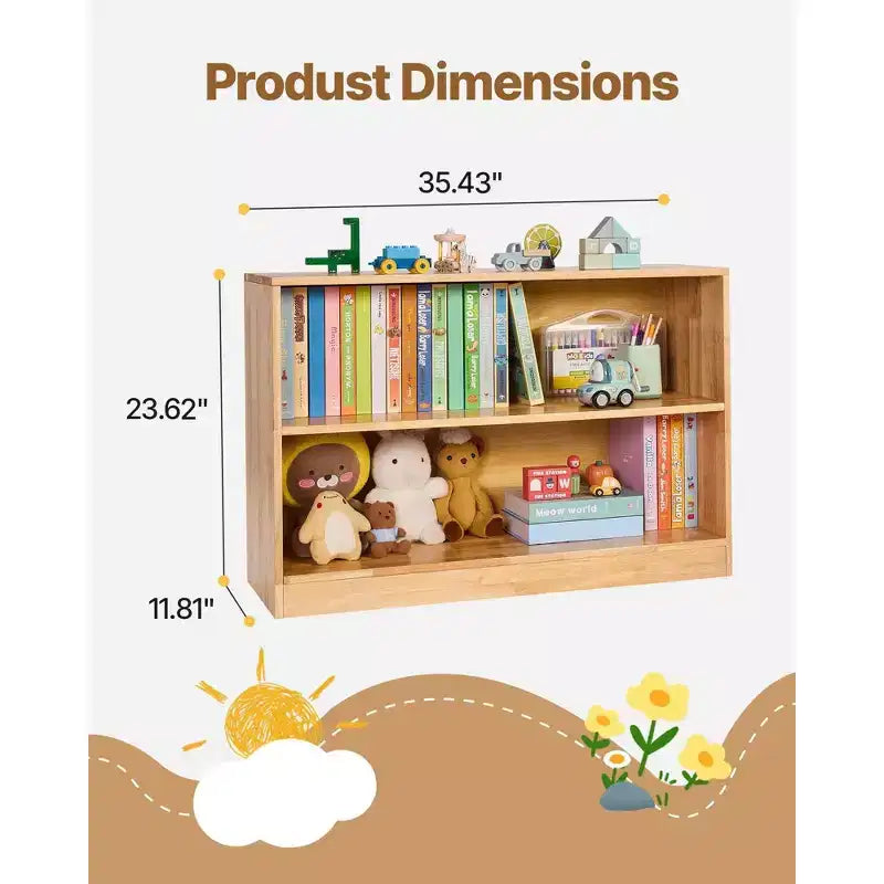 VIYET 35 Scaffale Montessori a 2 Livelli per Libri e Giocattoli, Organizzatore per Camera da Letto, Asilo Nido, Soggiorno, Ingresso, Scuola Materna, Marrone