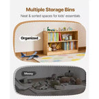 VIYET 35 Scaffale Montessori a 2 Livelli per Libri e Giocattoli, Organizzatore per Camera da Letto, Asilo Nido, Soggiorno, Ingresso, Scuola Materna, Marrone
