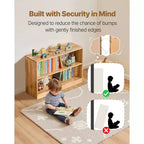 VIYET 35 Scaffale Montessori a 2 Livelli per Libri e Giocattoli, Organizzatore per Camera da Letto, Asilo Nido, Soggiorno, Ingresso, Scuola Materna, Marrone