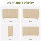 55.1 Mobile Credenza Madia con Ante e Ripiani Regolabili, Credenza Moderna a Scanalature con Spazio di Archiviazione, Tavolino da Caffè in Legno per Soggiorno