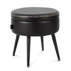 Pouf contenitore moderno e sgabello da toeletta – Tavolino rotondo multifunzione, poggiapiedi e panca da camera multifunzione, Nero inchiostro