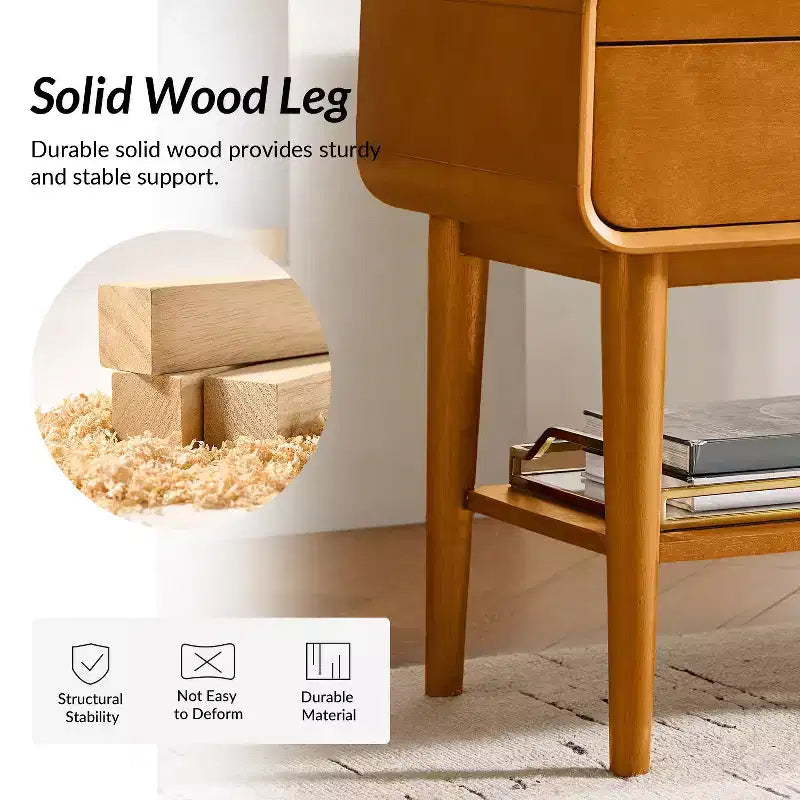 Rudol Set di 2 tavolini da divano con 2 cassetti, alti 61 cm, con caricatore integrato|HULALA HOME
