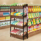 Lantine Espositore per snack a 4 ripiani con 4 ganci, adatto per venditori, negozi, supermercati e cucine domestiche.