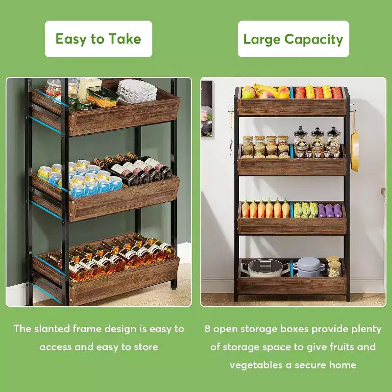 Lantine Espositore per snack a 4 ripiani con 4 ganci, adatto per venditori, negozi, supermercati e cucine domestiche.