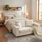 Divanetto moderno in ciniglia da 70 cm con porte USB e tasche laterali - Divano imbottito capitonné, struttura interamente in legno, divanetto compatto per soggiorno