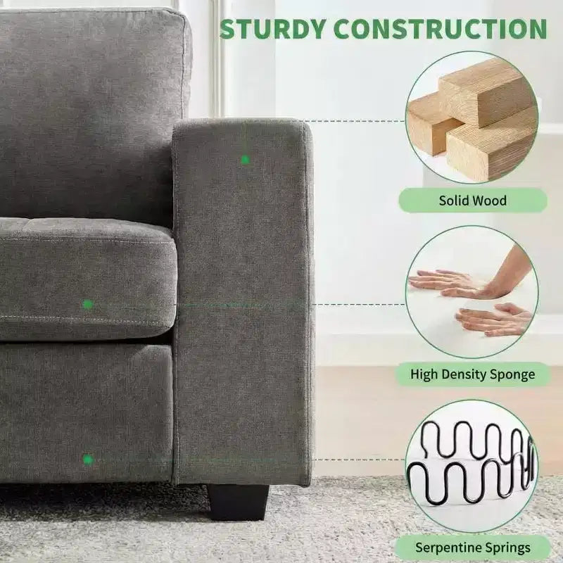 Divanetto moderno in ciniglia da 70 cm con porte USB e tasche laterali - Divano imbottito capitonné, struttura interamente in legno, divanetto compatto per soggiorno