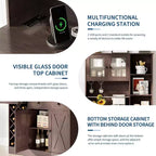 GustoWave Mobiletto da caffè con ante scorrevoli alla maniera di una porta da fienile - Credenza/Madia porta-vini per Cucina e Sala da Pranzo