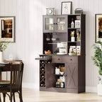 GustoWave Mobiletto da caffè con ante scorrevoli alla maniera di una porta da fienile - Credenza/Madia porta-vini per Cucina e Sala da Pranzo