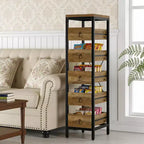 Portafrutta e Verdura in Legno, Scaffale Stretto a 5 Ripiani per Snack e Frutta, Organizer Multiuso per Cucina, Soggiorno, Camera da Letto