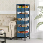 Portafrutta e Verdura in Legno, Scaffale Stretto a 5 Ripiani per Snack e Frutta, Organizer Multiuso per Cucina, Soggiorno, Camera da Letto