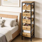 Portafrutta e Verdura in Legno, Scaffale Stretto a 5 Ripiani per Snack e Frutta, Organizer Multiuso per Cucina, Soggiorno, Camera da Letto
