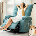Recliner Chair with Massage and Heat, Swivel Rocker Recliner Chair with Side Pocket, Cup Holders, Ergonomic Rocking Sofa for Living Room, Bedroom