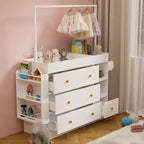 Fasciatoio JVNOXK con 3 cassetti extra-profondi, ripiano portaoggetti e ganci, ideale per la cameretta dei bambini, colore bianco