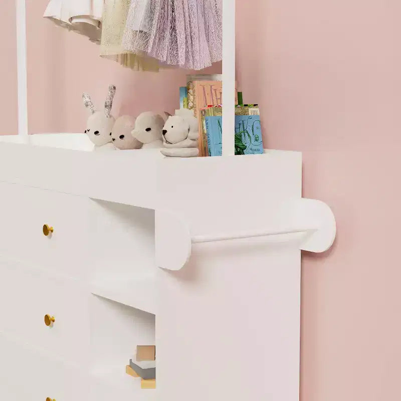 Fasciatoio JVNOXK con 3 cassetti extra-profondi, ripiano portaoggetti e ganci, ideale per la cameretta dei bambini, colore bianco