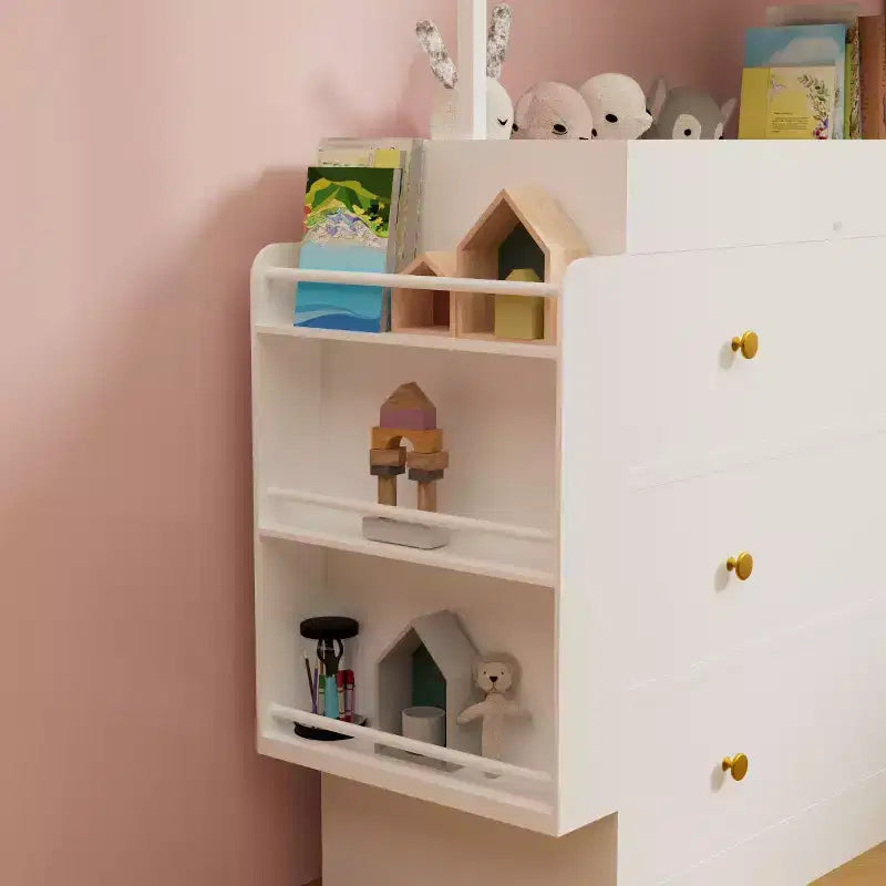 Fasciatoio JVNOXK con 3 cassetti extra-profondi, ripiano portaoggetti e ganci, ideale per la cameretta dei bambini, colore bianco